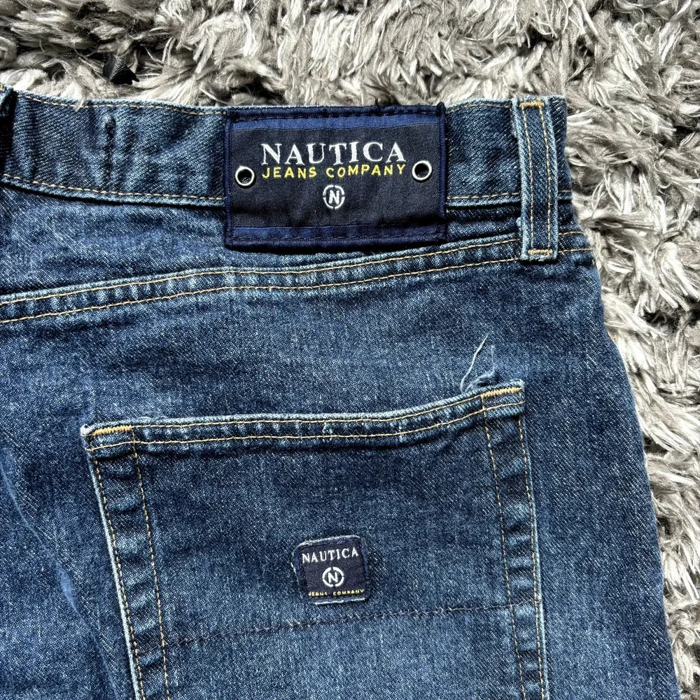 Nautica Jeans Company Mens 36x30 Dark Wash Relaxed Straight Leg Denim Blue Jeans